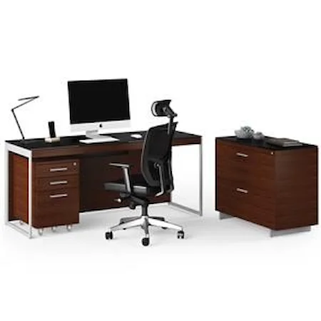 Desk With Lateral File and Mobile File